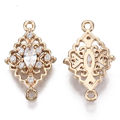Brass Micro Pave Cubic Zirconia Links Connectors KK-R111-010-B01-1
