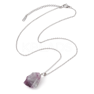 Natural Fluorite Nugget Pendant Necklaces NJEW-JN04507-01-1