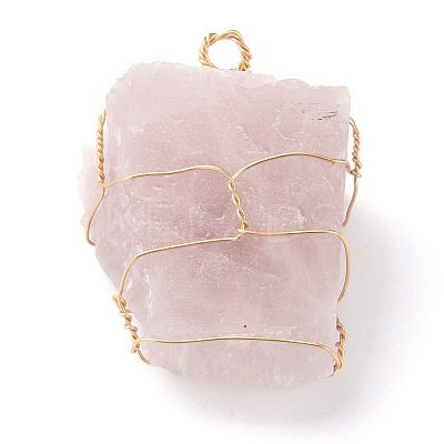 Rough Raw Natural Fluorite & Quartz Crystal & Rose Quartz Pendants PALLOY-JF00586-1