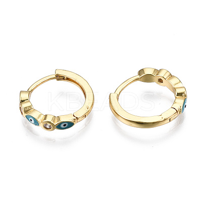 Brass Micro Pave Cubic Zirconia Huggie Hoop Earrings X-EJEW-T014-09G-02-NF-1