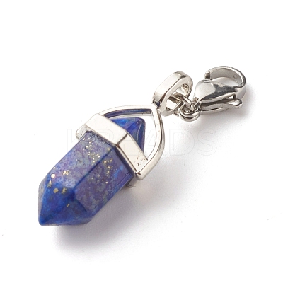 Natural Bullet-shaped Gemstone Pendant Decorations HJEW-JM00602-1