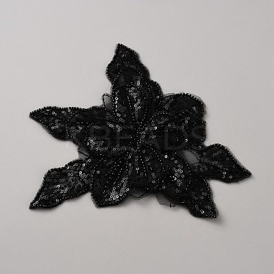 Fabric with Tube Beads and Pearl Beads & Sequins Patches DIY-WH0671-430A-1