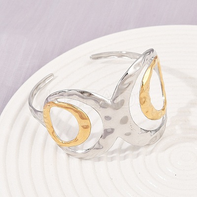 304 Stainless Steel Cuff Bangles for Women BJEW-G757-06GP-1