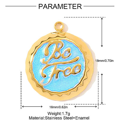 304 Stainless Steel Enamel Pendants STAS-OY002-81G-1