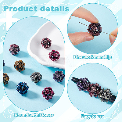 12Pcs 6 Colors Handmade Polymer Clay Rhinestone Beads CLAY-PH0002-08-1
