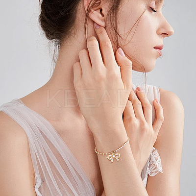 16Pcs 4 Style Bowknot Brass Micro Pave Clear Cubic Zirconia Charms DIY-DR0001-28-1