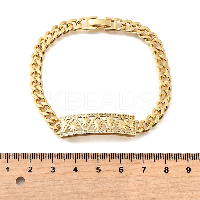 Brass Micro Pave Clear Cubic Zirconia Link Bracelets BJEW-F498-04B-G-1