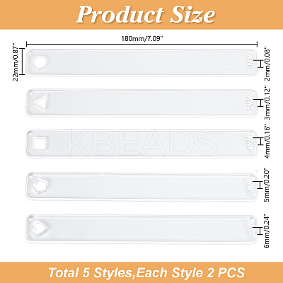 5Sets 5 Styles Transparent Acrylic Clay Thickness Ruler AJEW-HY0002-18-1