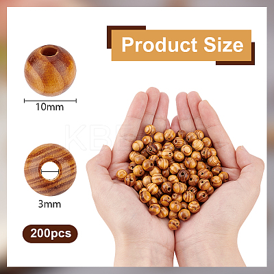200Pcs Wood Beads WOOD-OC0003-68B-LF-1