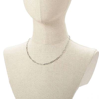 Non-Tarnish 304 Stainless Steel Paperclip Chains Necklace NJEW-JN03593-02-1