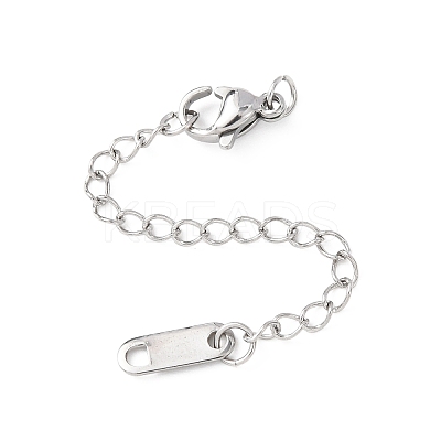 304 Stainless Steel Chain Extender with Oval Charms STAS-G383-09P-1