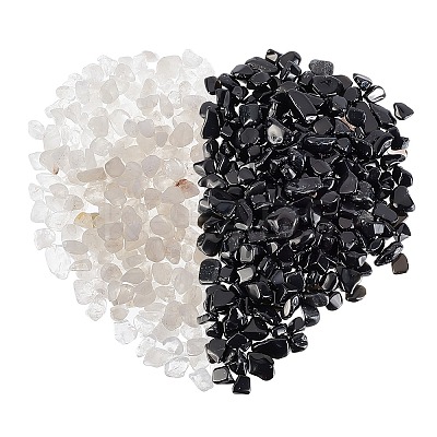 800G 2 Style Natural Quartz Crystal & Obsidian Beads G-CA0001-39-1