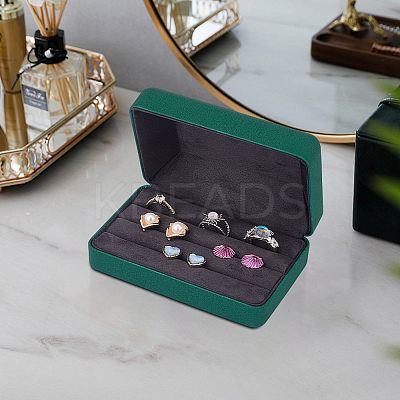 3-Slot Rectangle PU Leather Finger Ring Display Boxes CON-WH0099-10B-1