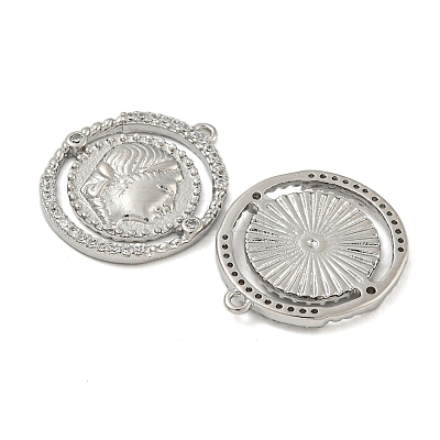 Brass Pave Clear Cubic Zirconia Pendants KK-N254-101P-1