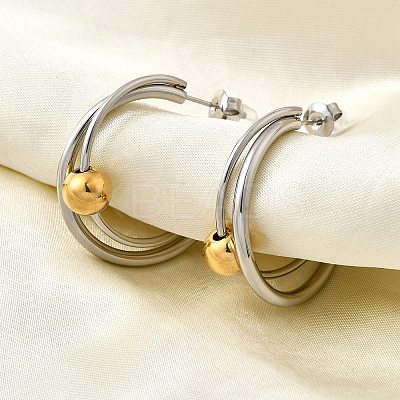 304 Stainless Steel Two Tone Stud Earrings EJEW-S263-02GP-1
