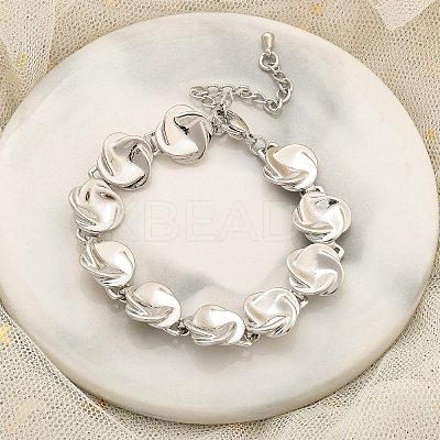 Brass Flat Round Links Bracelets for Women KK-B124-11P-1