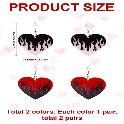 2 Pairs 2 Colors Acrylic Alloy Dangle Earrings EJEW-LP0001-85-1
