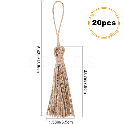 20Pcs Natural Jute Style Tassel AJEW-GF0005-13-1