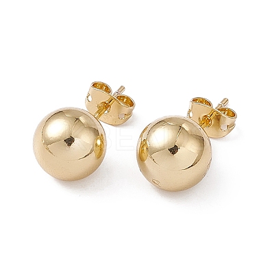 Rack Plating Brass Round Ball Stud Earrings for Women LS-EJEW-F294-08E-G-1