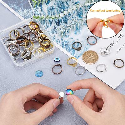 50Pcs 5 Colors Adjustable Brass Ring Components KK-PH0003-33-1