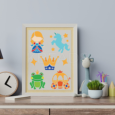 1 Set Fairy Tale Theme PET Hollow Out Drawing Painting Stencils DIY-MA0001-77-1