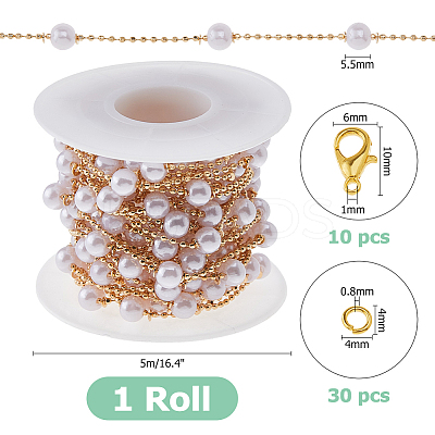 DIY Brass ABS Imitation Pearl Bead Handmade Chains Necklaces Making Kits DIY-HS0001-65B-1