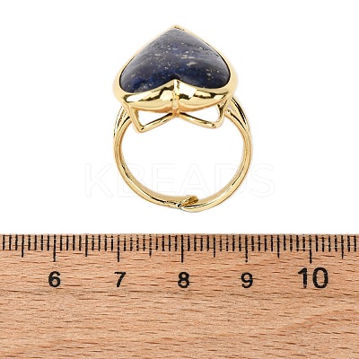 Heart Natural Lapis Lazuli Finger Rings RJEW-M076-03G-08-1