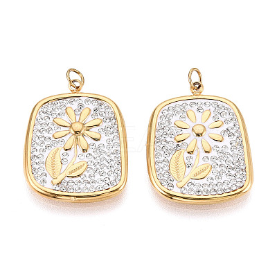 304 Stainless Steel and Polymer Clay Crystal Rhinestone Pendants STAS-T069-60B-1