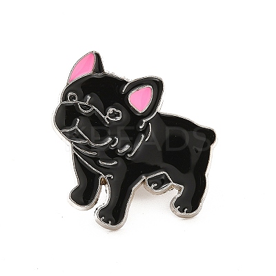 Dog Enamel Pin with Brass Butterfly Clutches JEWB-A006-01G-1