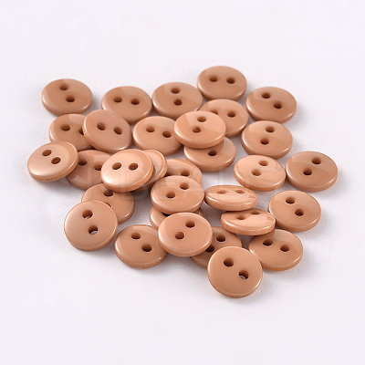 2-Hole Flat Round Resin Sewing Buttons for Costume Design BUTT-E119-28L-09-1