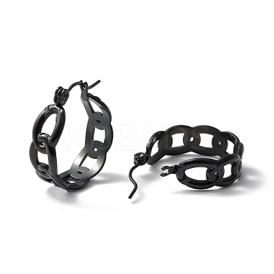 304 Stainless Steel Curb Chain Chunky Hoop Earrings for Women Ion Plating(IP) EJEW-P197-05EB-1