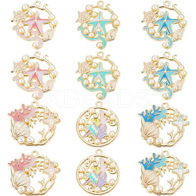 24Pcs 6 Styles Rack Plating Alloy Enamel Pendants FIND-SC0012-32-1