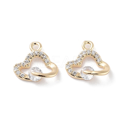 Brass Micro Pave Clear Cubic Zirconia Charms KK-F871-41G-1