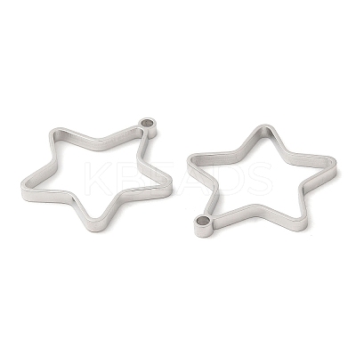 Non-Tarnish 304 Stainless Steel Open Back Bezel Star Pendants STAS-Z040-01P-1