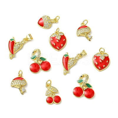 12Pcs 6 Styles Brass Micro Pave Cubic Zirconia Pendants KK-CJ0002-88-1