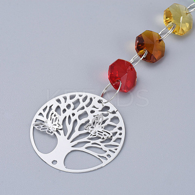 Chandelier Suncatchers Prisms Octogon Glass Chakra Hanging Pendant AJEW-G025-C02-1