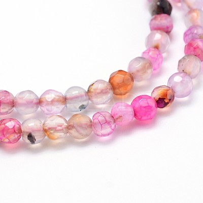 Dyed Natural Agate Faceted Round Beads Strands G-P097-32-1