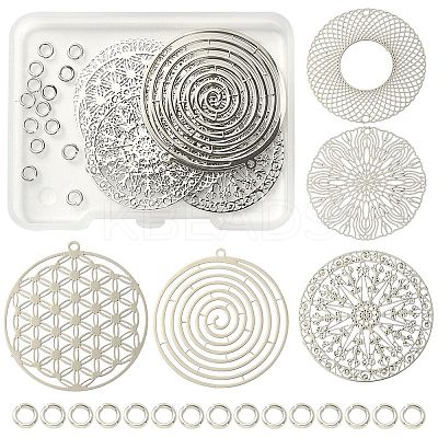 10Pcs 5 Style Brass Filigree Pendants KK-YW0001-48-1