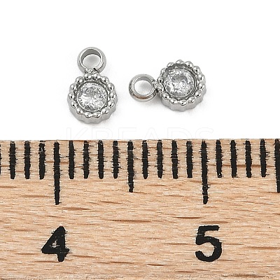 304 Stainless Steel Micro Pave Cubic Zirconia Pendants STAS-I325-024P-1