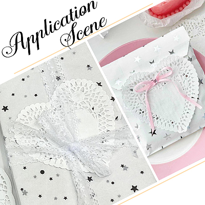 400Pcs 4 Colors Heart Lace Greaseproof Wrapping Paper FIND-SP0005-47-1
