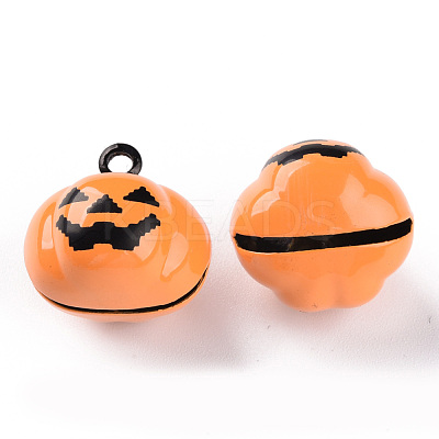 Halloween Baking Paint Brass Bell Pendants KKB-S002-005-1
