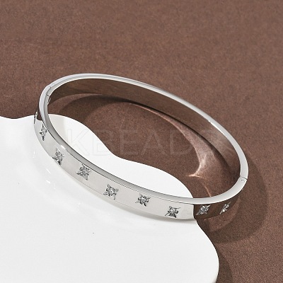 304 Stainless Steel Cubic Zirconia Himged Bangles for Women BJEW-F506-01P-1