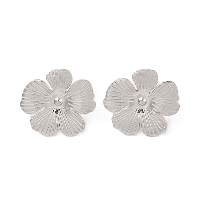 Non-Tarnish Flower 304 Stainless Steel Stud Earrings for Women EJEW-L272-031P-03-1