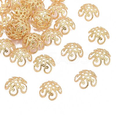 Flower Brass Fancy Bead Caps KK-P032-01-NR-1