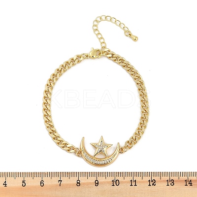 Brass Micro Pave Clear Cubic Zirconia Charm Bracelets LS-BJEW-M050-01G-01-1