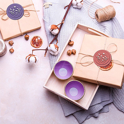 Brass Wax Seal Stamp with Handle AJEW-WH0184-0676-1