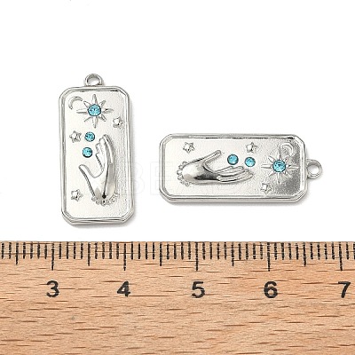 304 Stainless Steel Rhinestone Pendants STAS-L308-02B-P-1