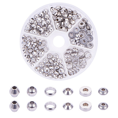 180Pcs 6 Styles 304 Stainless Steel Beads STAS-PH0018-23P-1