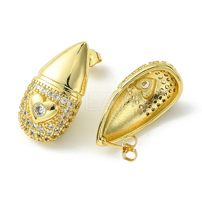 Brass with Cubic Zirconia Studs Earrings EJEW-K267-07G-1