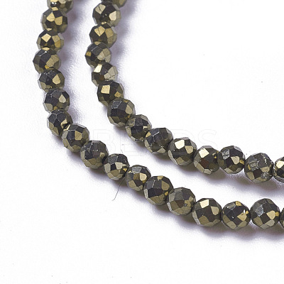Natural Pyrite Beads Strands G-F596-38-4mm-1